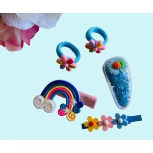 Colorful Hair Clips Set for Girls Toddler Rainbow, Floral Snap Clips Barrettes